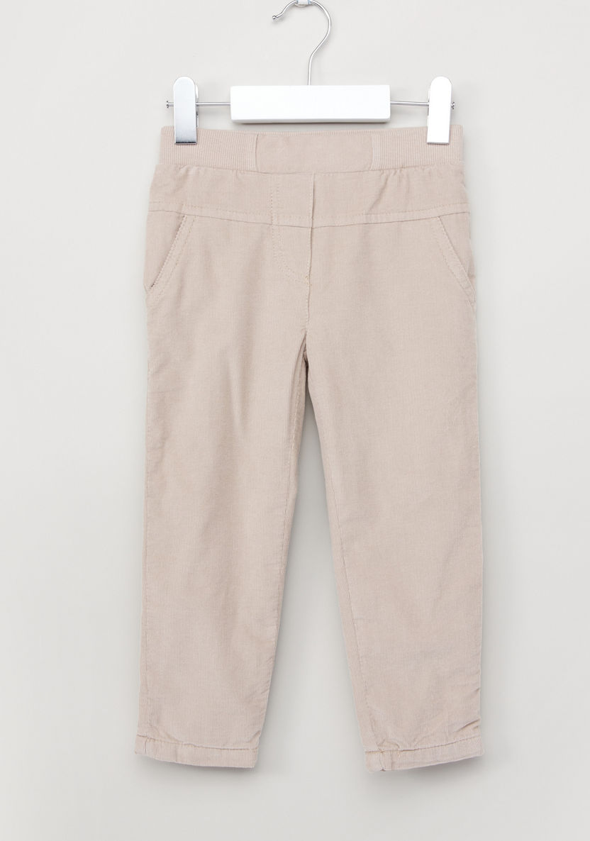 Juniors Ribbed Pants with Elasticised Waistband and Pocket Detail-Pants-image-0