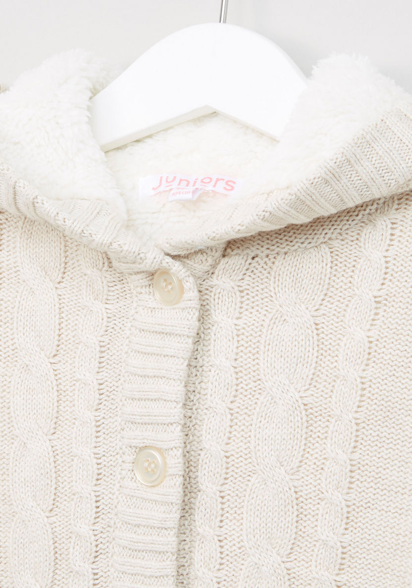 Juniors Hooded Cardigan with Long Sleeves and Plush Lining-Sweaters and Cardigans-image-1