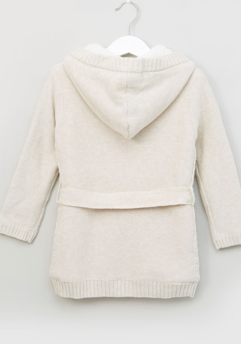 Juniors Hooded Cardigan with Long Sleeves and Plush Lining-Sweaters and Cardigans-image-3