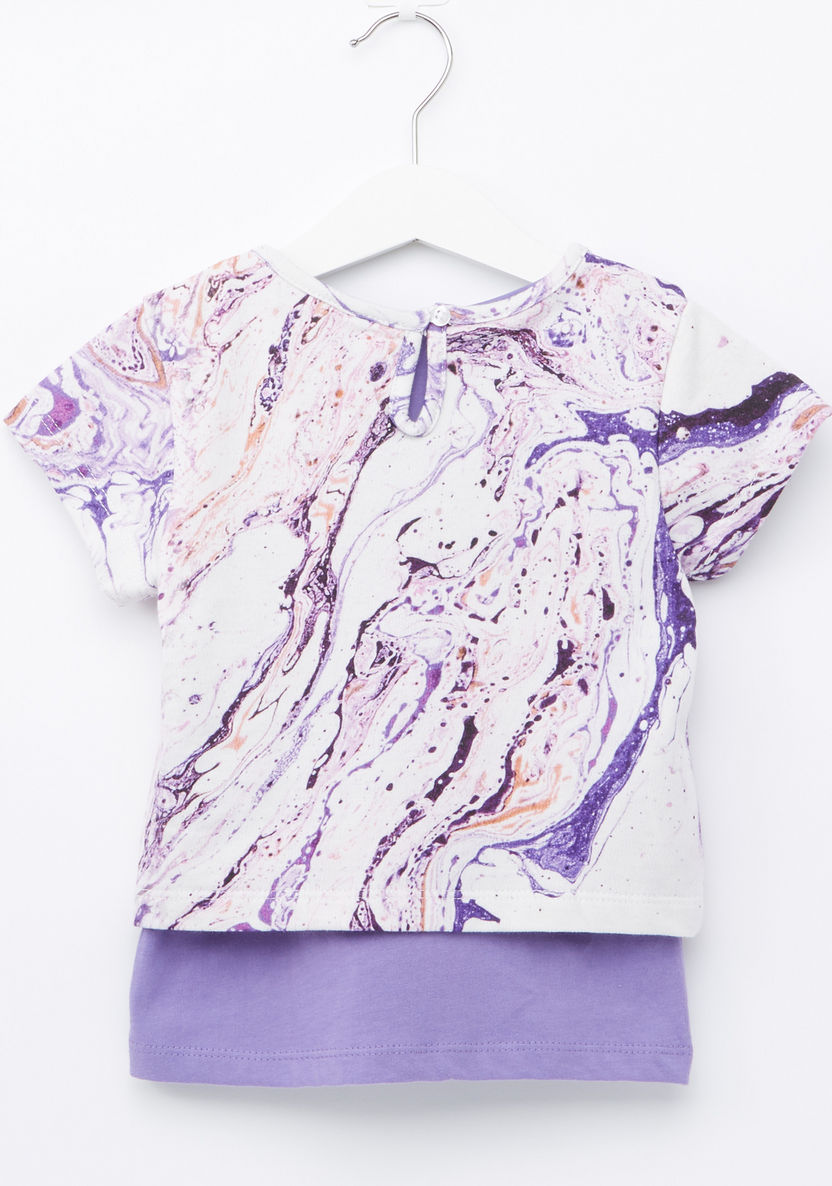 Juniors Printed Short Sleeves Layered Top-Blouses-image-2