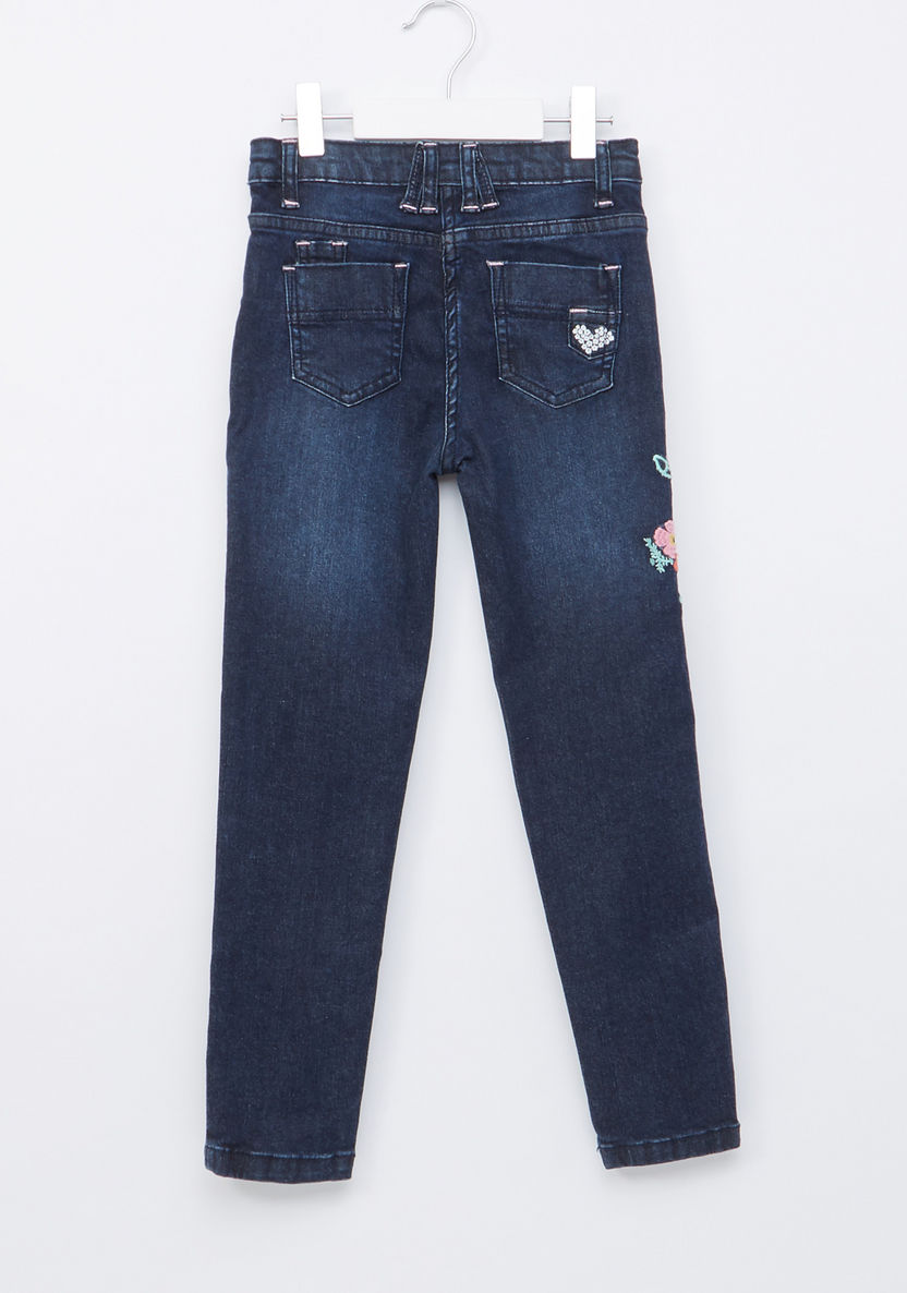 Juniors Embroidered Jeans with Pocket Detail and Button Closure-Jeans-image-2