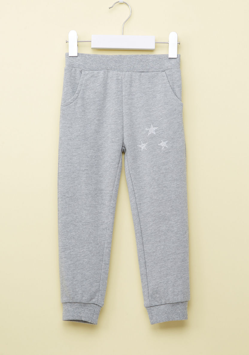 Juniors Printed Jog Pants with Elasticised Waistband and Pocket Detail-Bottoms-image-0