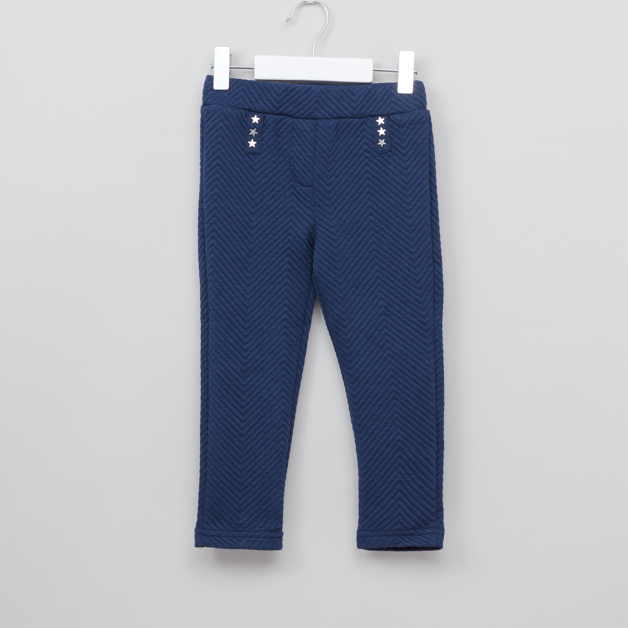 Juniors Textured Jeggings with Elasticised Waistband-baby-girls-clothing-bottoms-trousers-image-1