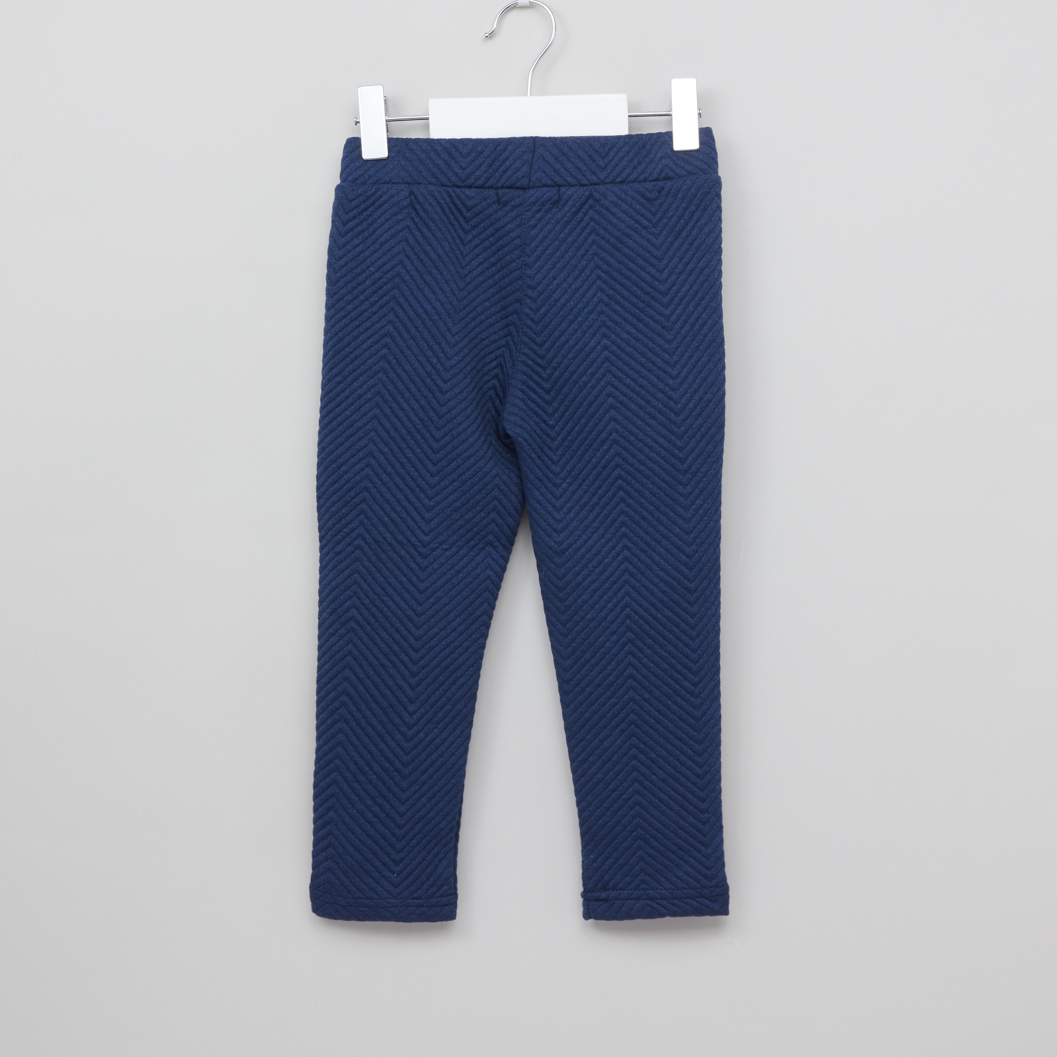 Juniors Textured Jeggings with Elasticised Waistband-baby-girls-clothing-bottoms-trousers-image-3