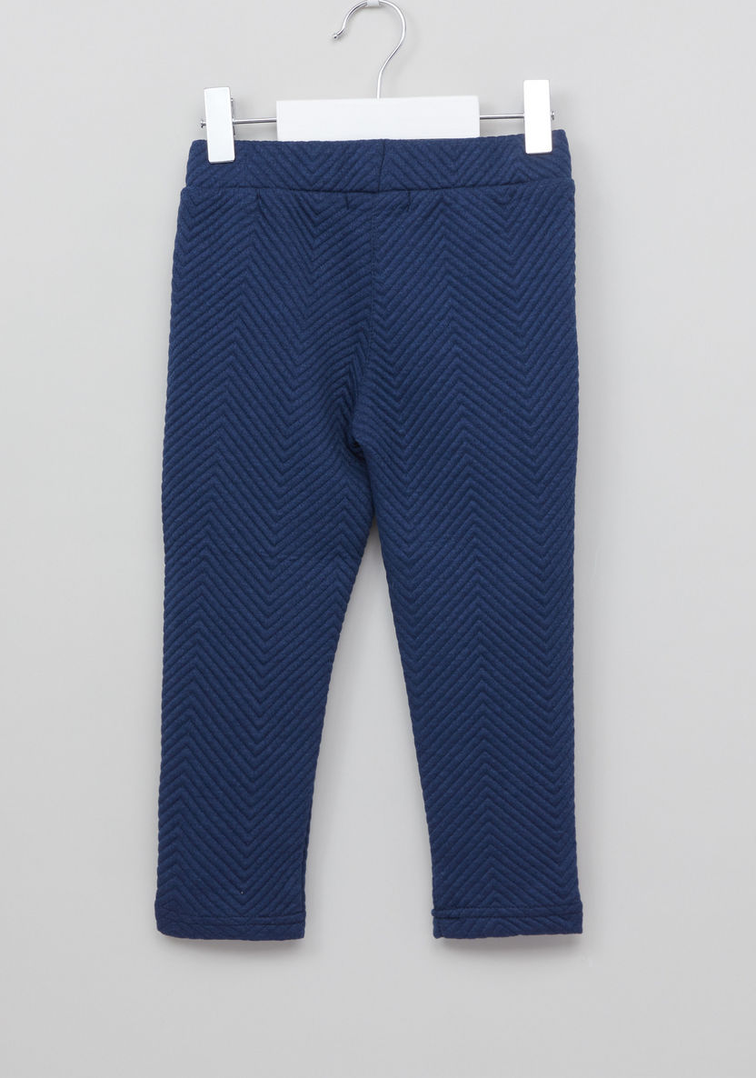 Juniors Textured Jeggings with Elasticised Waistband-Pants-image-2