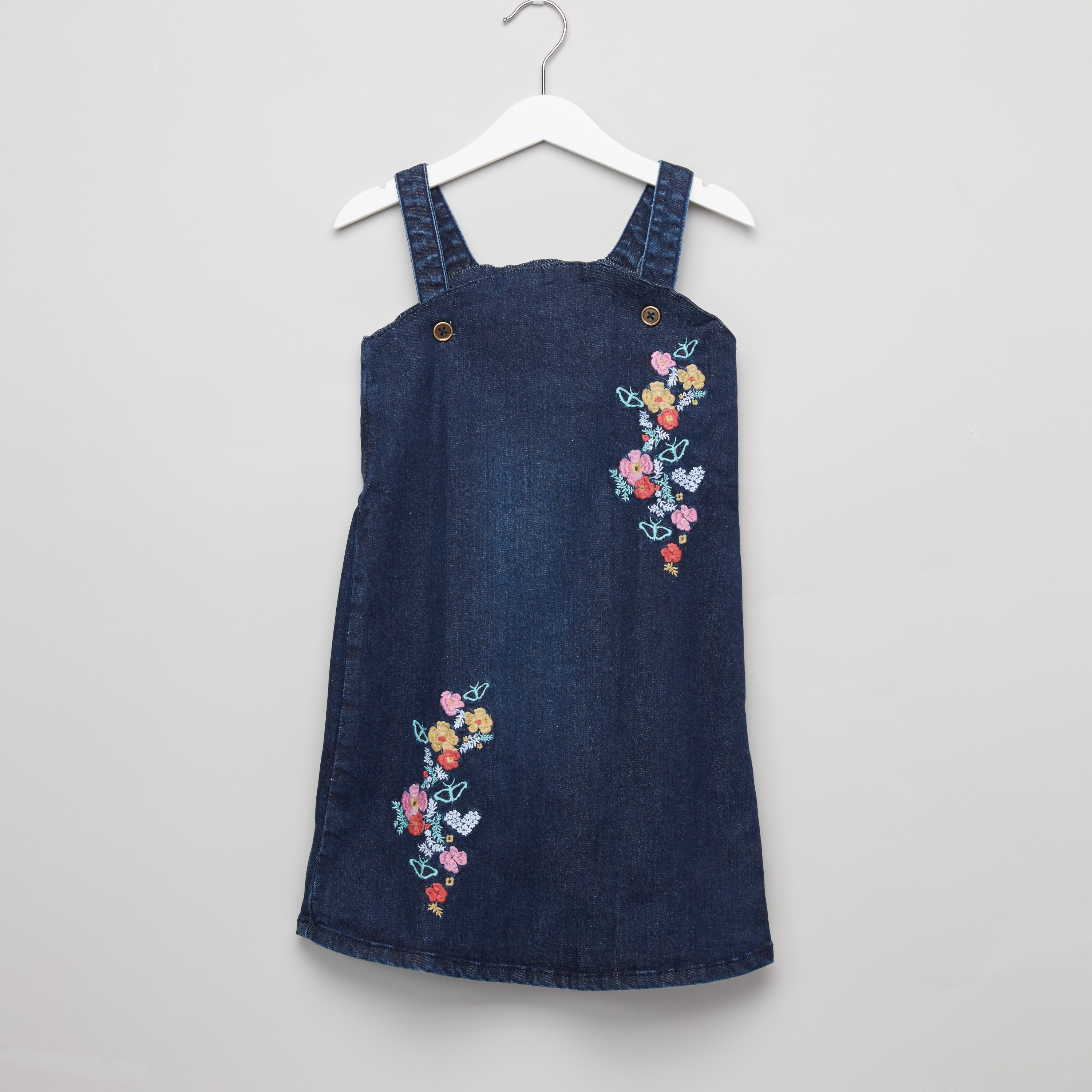 Embroidered pinafore dress hotsell