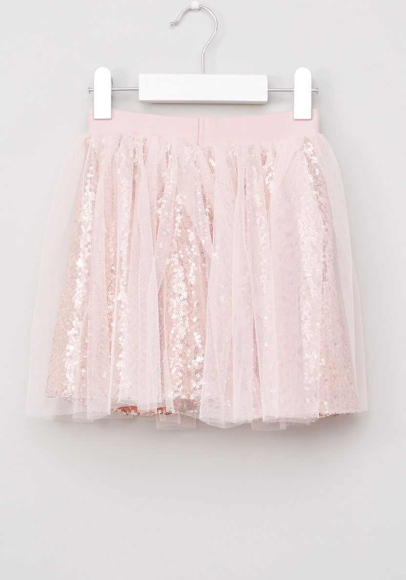 Juniors Sequin Detail Short Sleeves Top and Skirt-Clothes Sets-image-7