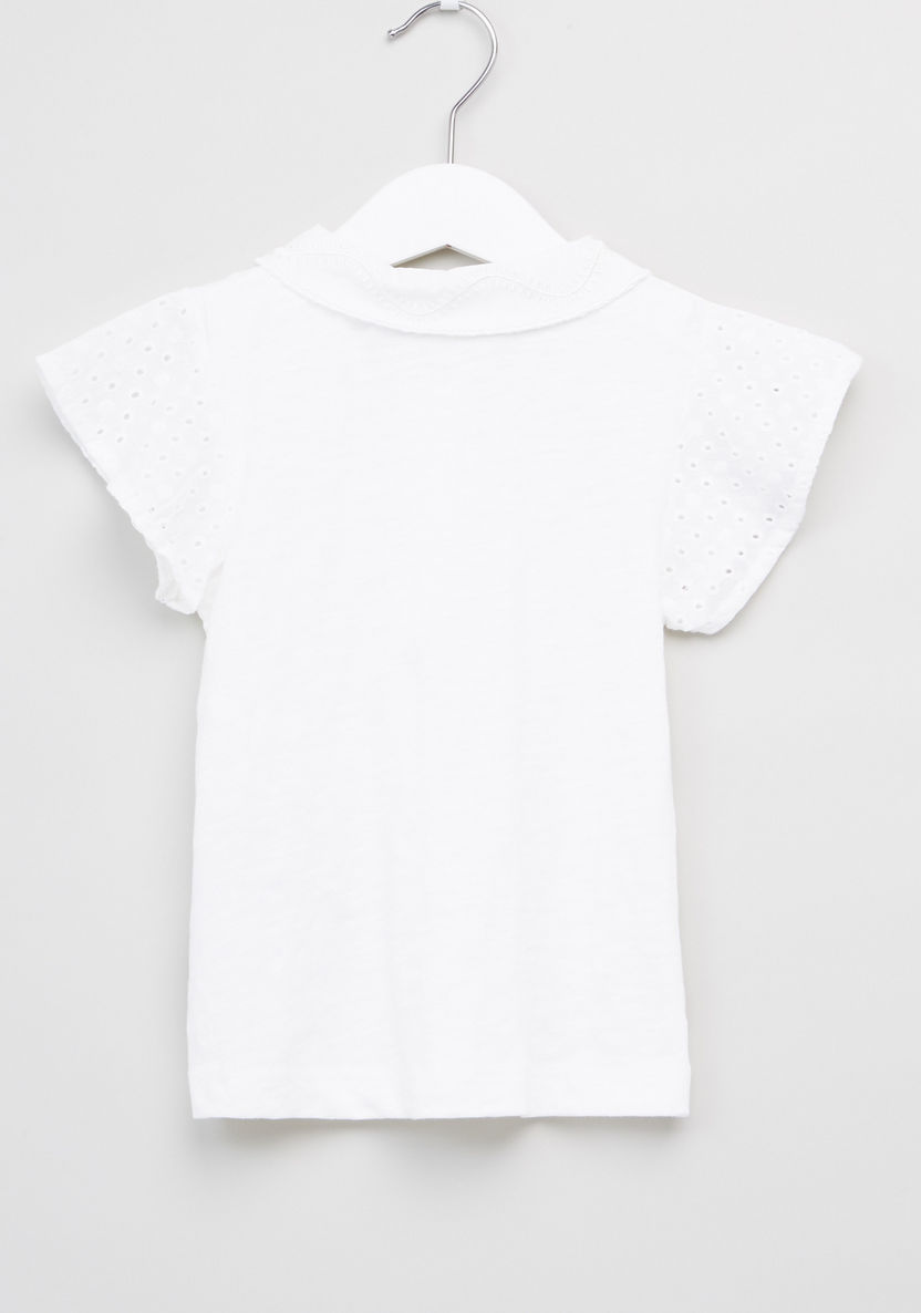 Eligo Schiffli Detail Cap Sleeves T-shirt-T Shirts-image-2