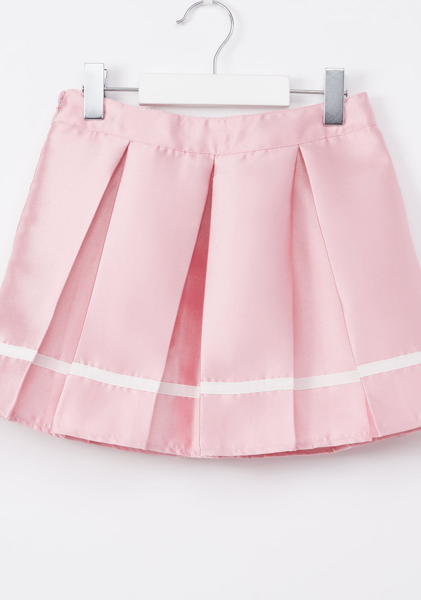 Eligo Pleated Skirt with Bow Detail and Zip Closure-Skirts-image-2
