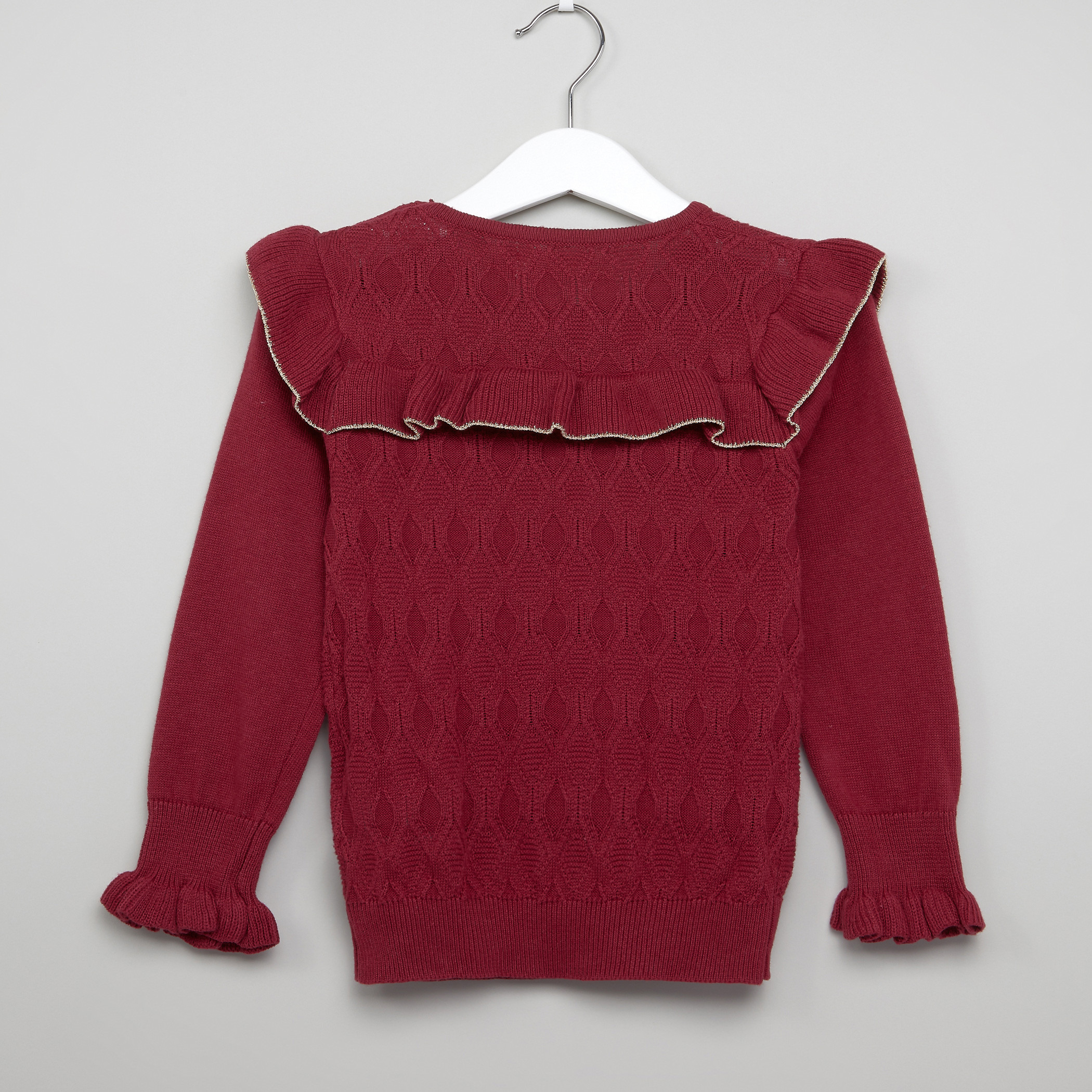 بلوفر بأكمام طويلة وتفاصيل كشكشة من إليجو.-baby-girls-clothing-jumpersandcardigans-image-3