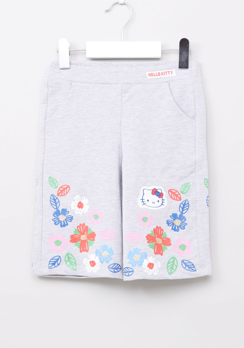 Hello Kitty Printed Culottes with Elasticised Waistband-Pants-image-0