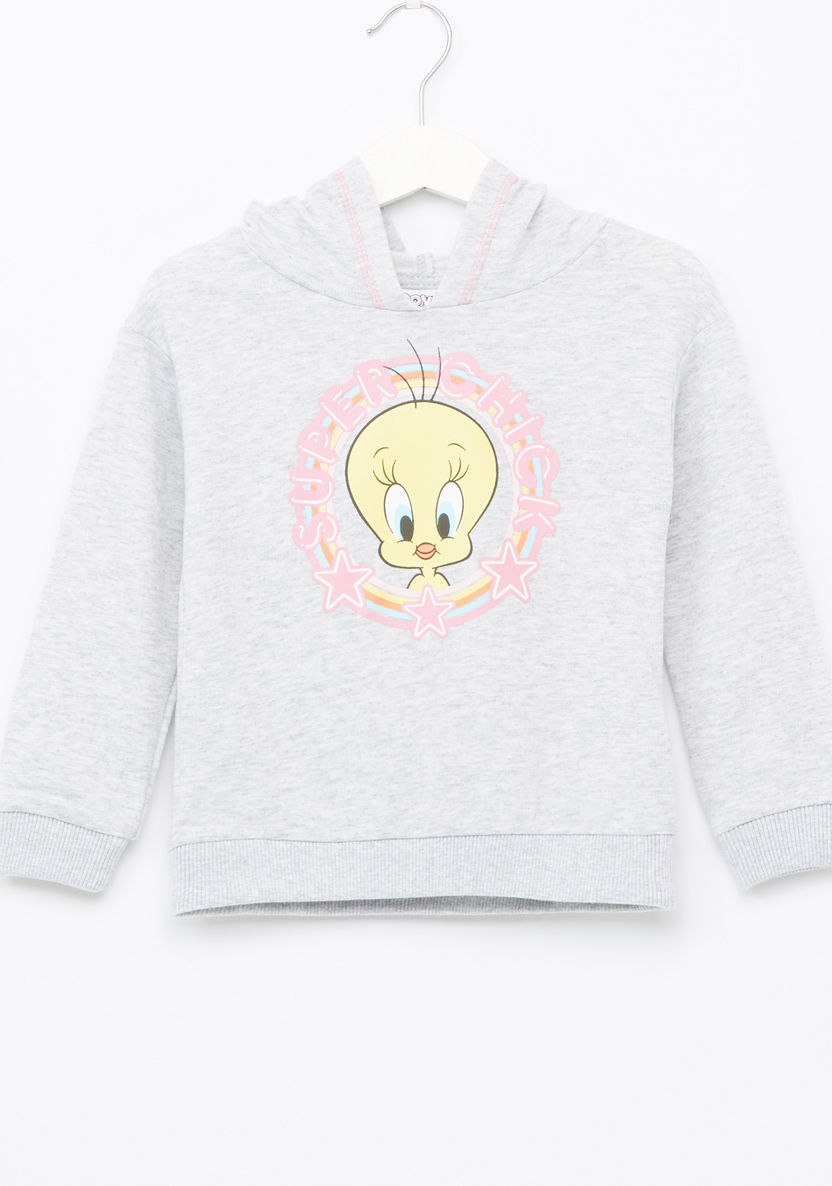 Tweety Printed Long Sleeves Pullover with Jog Pants-Clothes Sets-image-1
