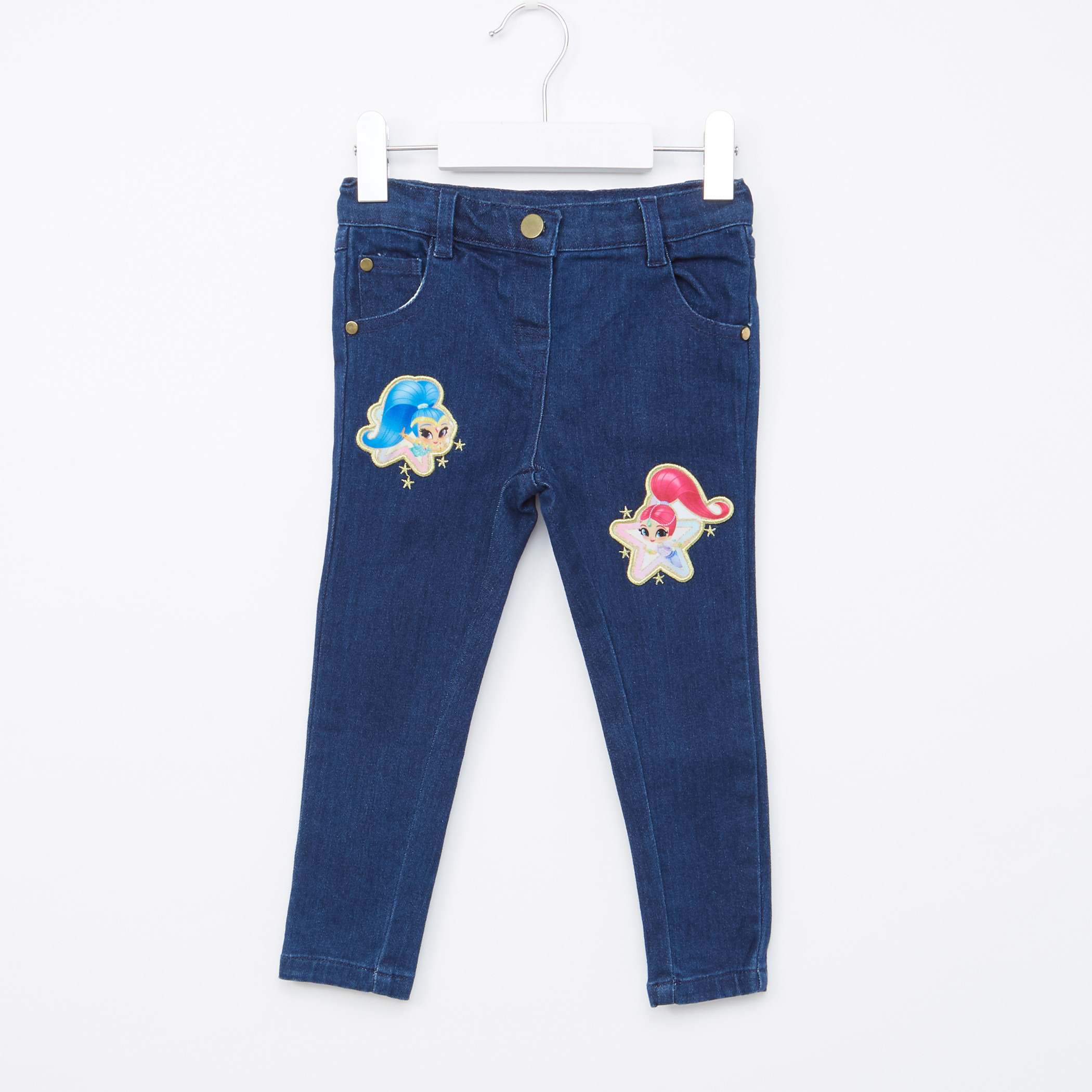 Shimmer and Shine Applique Detail Jeans with Button Closure-baby-girls-clothing-bottoms-jeans-image-1