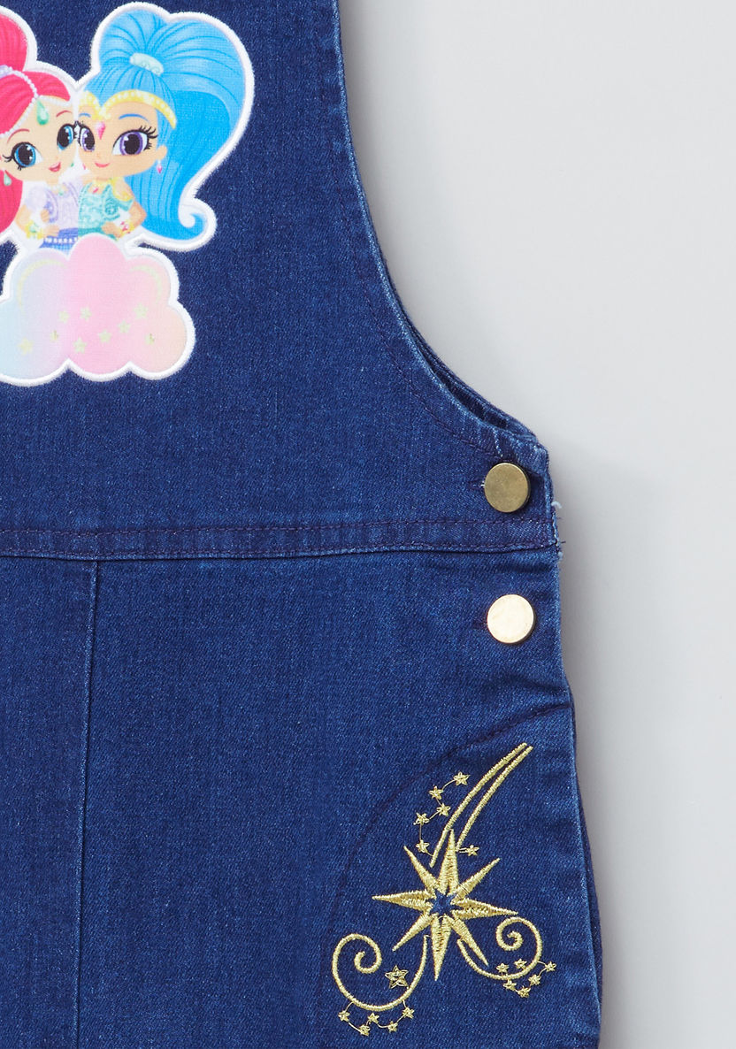 Shimmer and Shine Denim Dungarees with Button Closure-Rompers%2C Dungarees and Jumpsuits-image-1