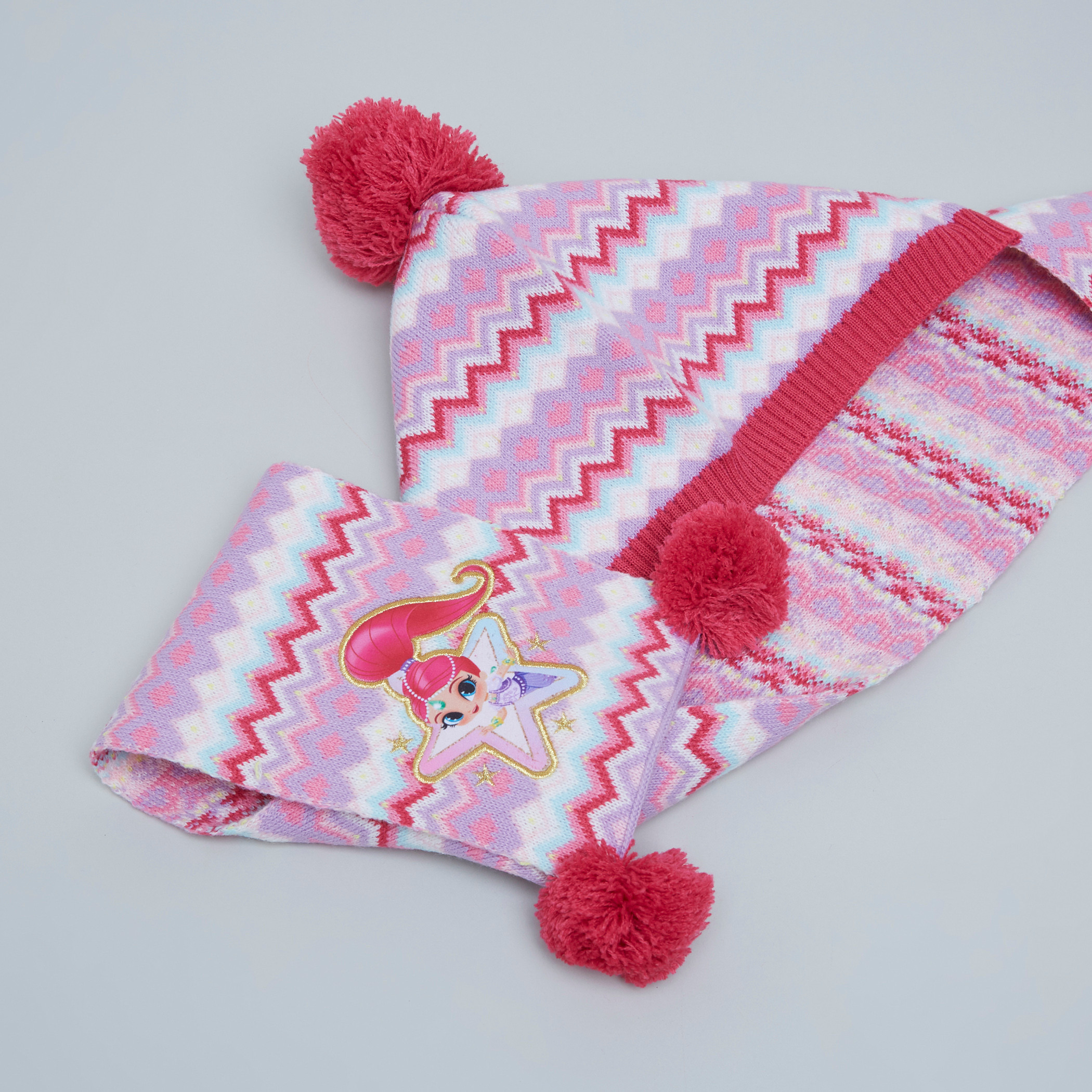 Shimmer and Shine Printed 2-in-1 Cap and Scarf-baby-girls-accessories-caps-image-3