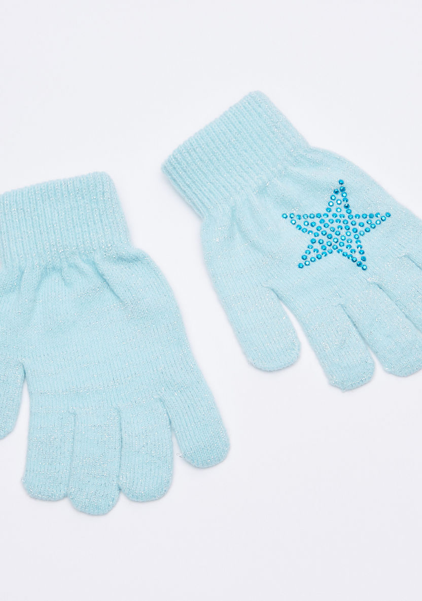 Shimmer and Shine Printed Beanie Cap with Gloves-Caps-image-1