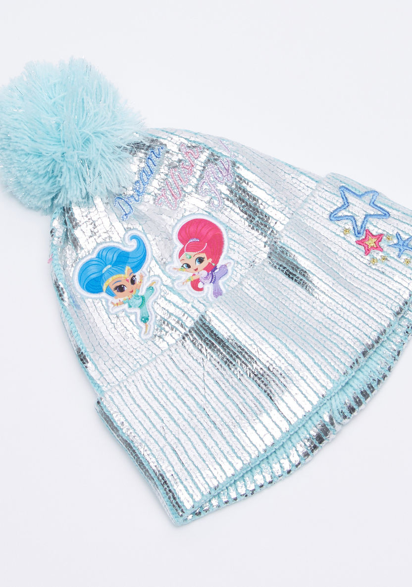 Shimmer and Shine Printed Beanie Cap with Gloves-Caps-image-2