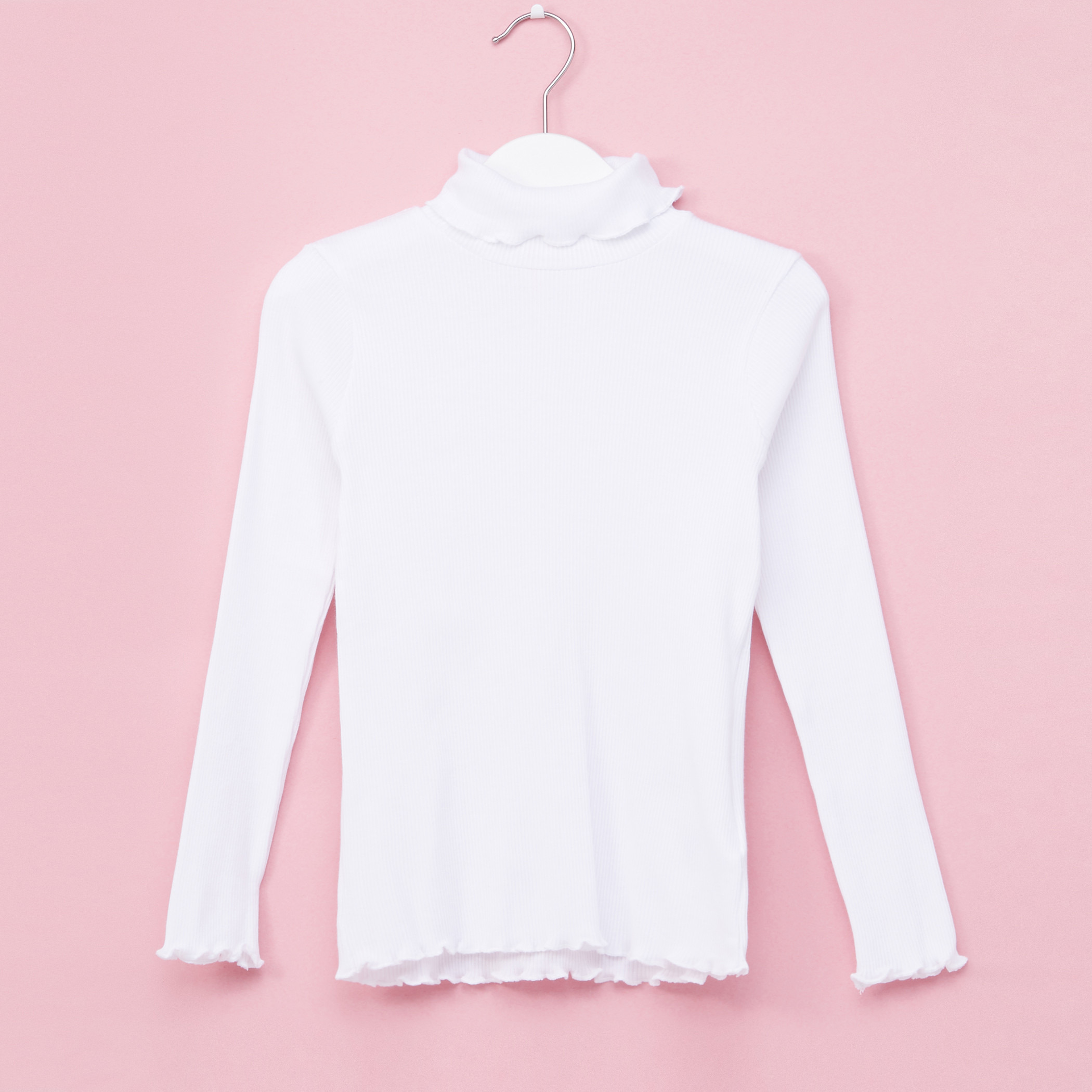 Juniors Ribbed Turtleneck Long Sleeves T-Shirt-girls-clothing-schoolwear-tshirts-image-1