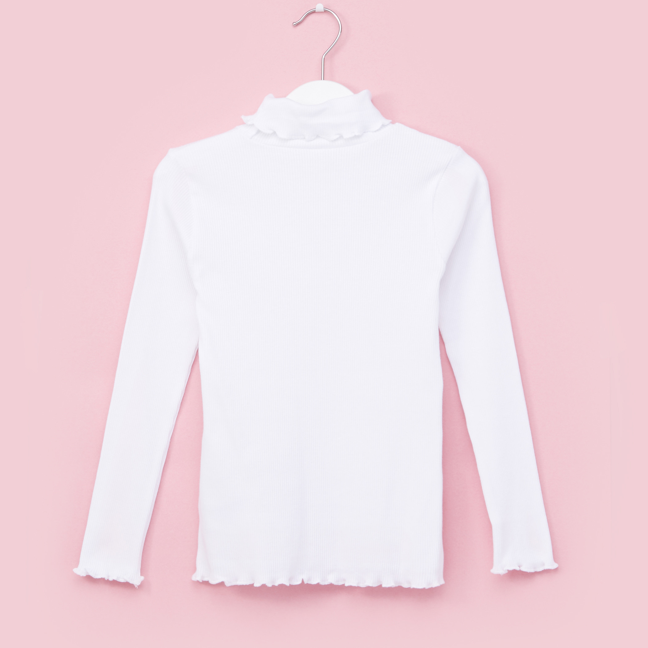 Juniors Ribbed Turtleneck Long Sleeves T-Shirt-girls-clothing-schoolwear-tshirts-image-3