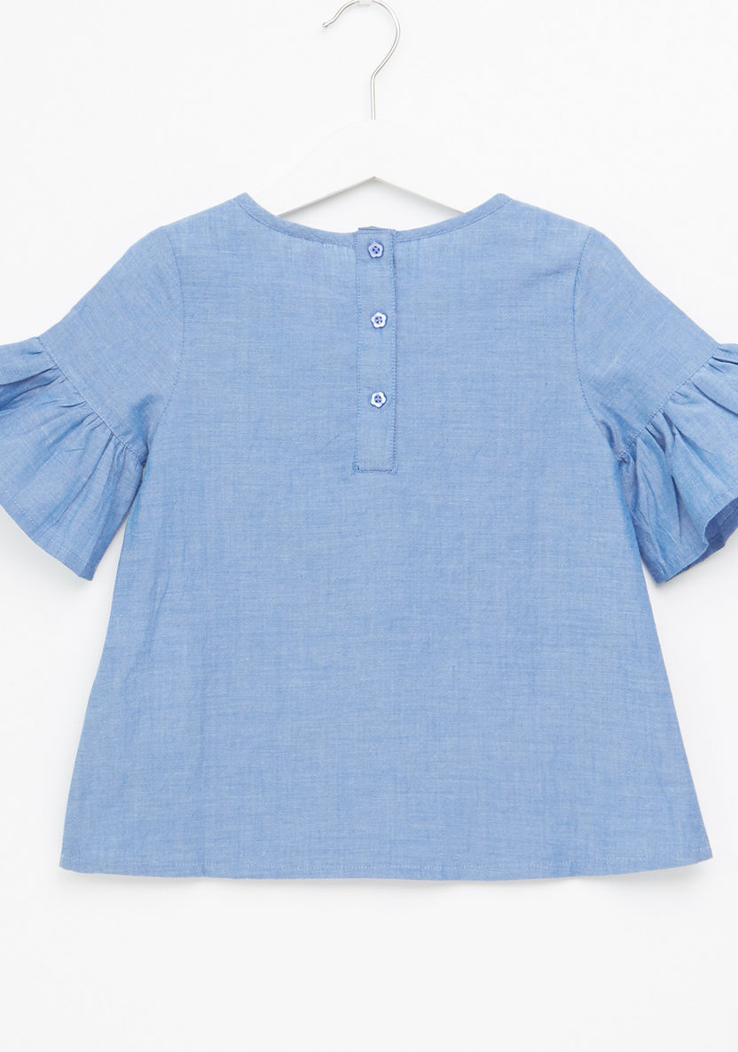 Juniors Short Sleeve Frill Detail Top-Blouses-image-2