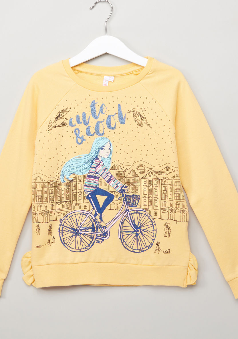 Juniors Printed Long Sleeves Sweat Top-Sweaters and Cardigans-image-0