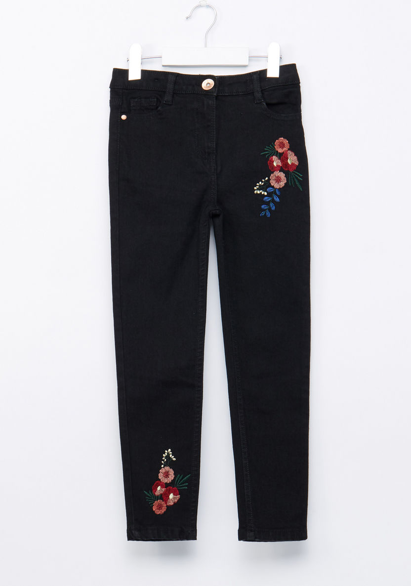 Juniors Denim Pants with Embroidery-Jeans and Jeggings-image-0