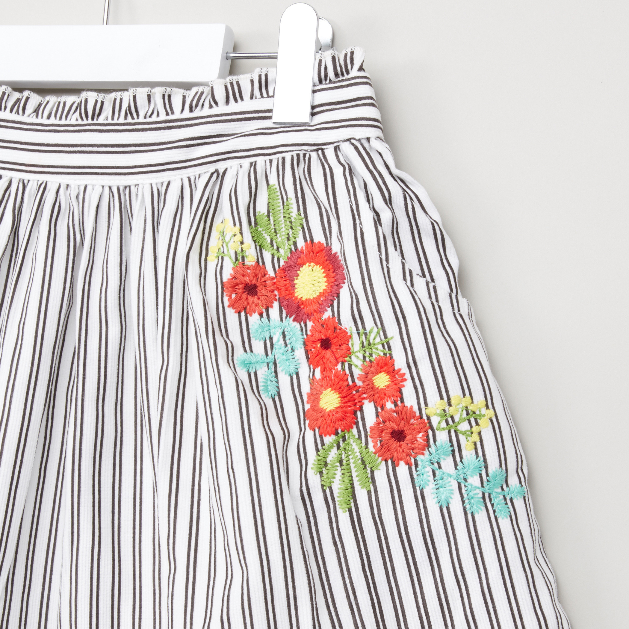 Juniors Black and White Cord Skirt with Embroidery-girls-clothing-bottoms-skirts-image-4