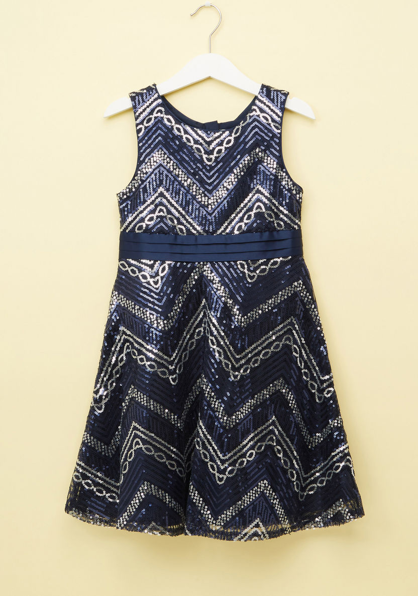 Juniors Embellished Boat Neck Dress-Dresses%2C Gowns and Frocks-image-0