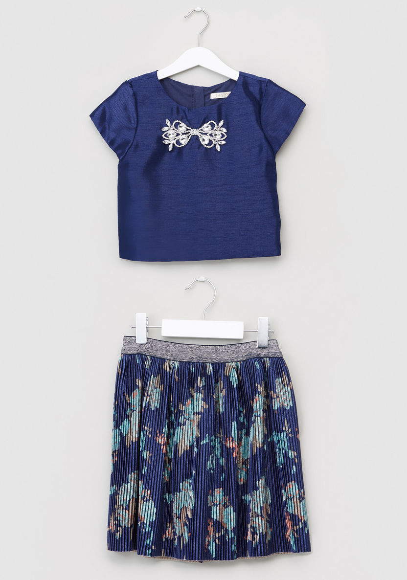 Juniors Embellished Top with Skirt-Clothes Sets-image-0
