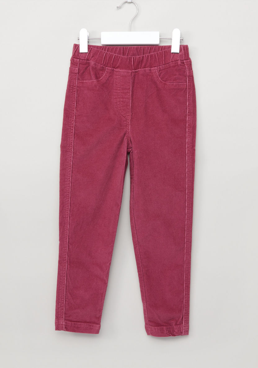 Juniors Textured Jeggings with Elasticised Waistband-Jeans and Jeggings-image-0
