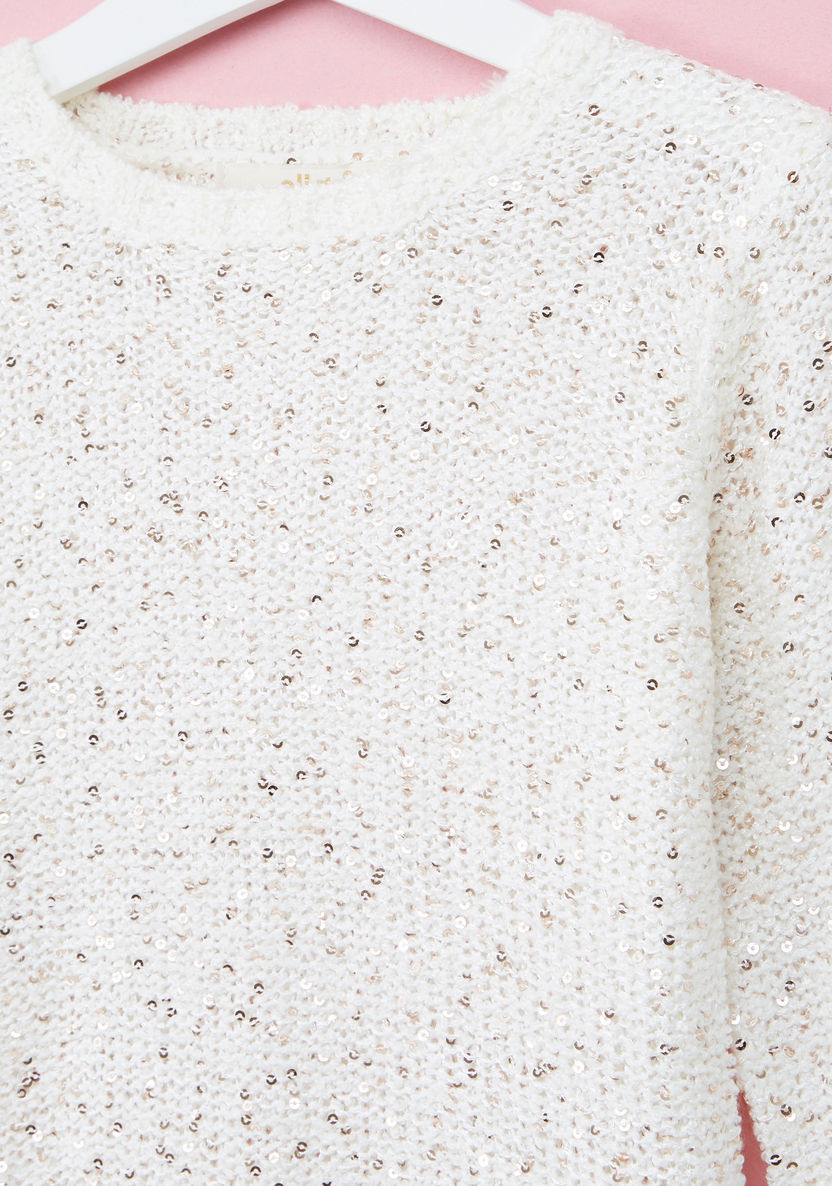 Sequin Detail Long Sleeves Sweater-Sweaters and Cardigans-image-1
