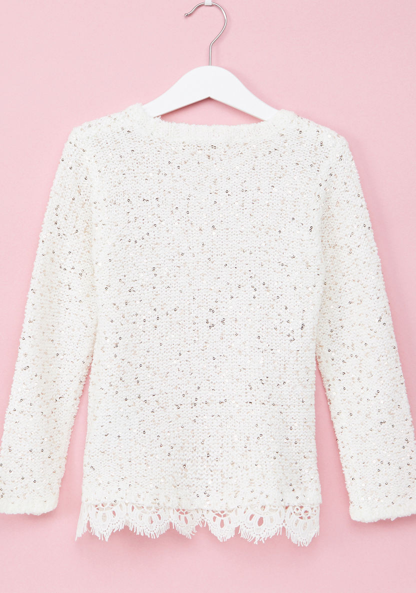 Sequin Detail Long Sleeves Sweater-Sweaters and Cardigans-image-2