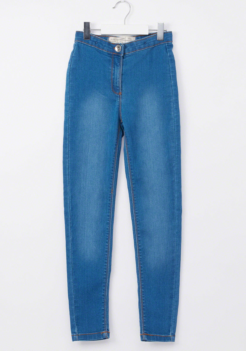 Posh Full Length Jeans with Button Closure and Pocket Detail-Jeans and Jeggings-image-0
