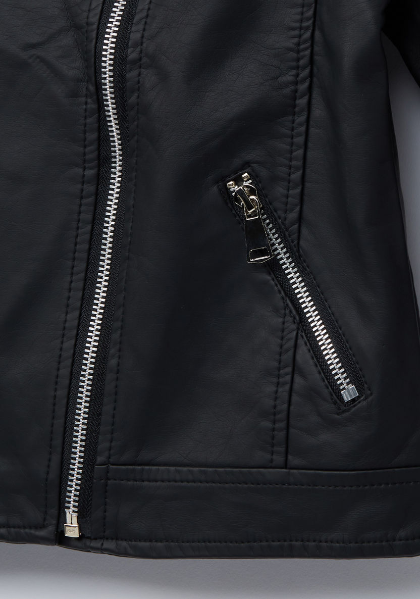 Posh Plush Collar Biker Jacket-Coats and Jackets-image-2