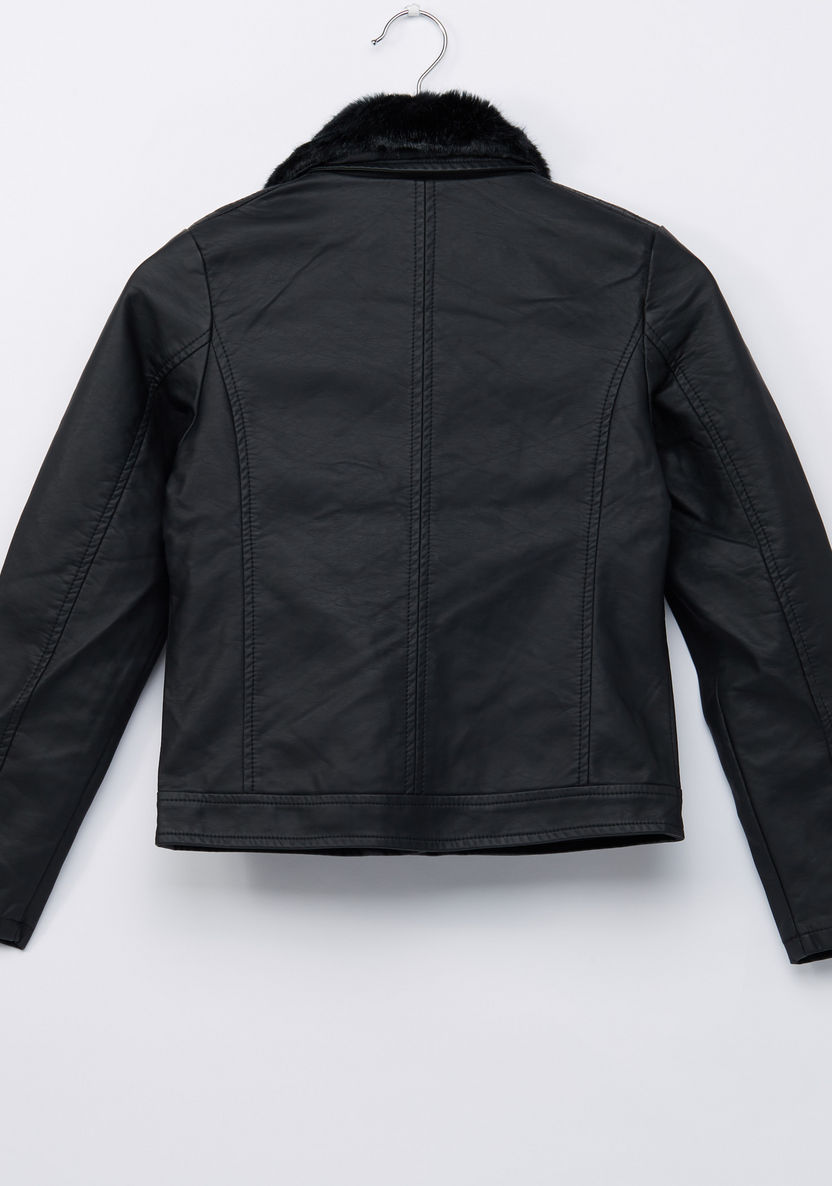 Posh Plush Collar Biker Jacket-Coats and Jackets-image-3