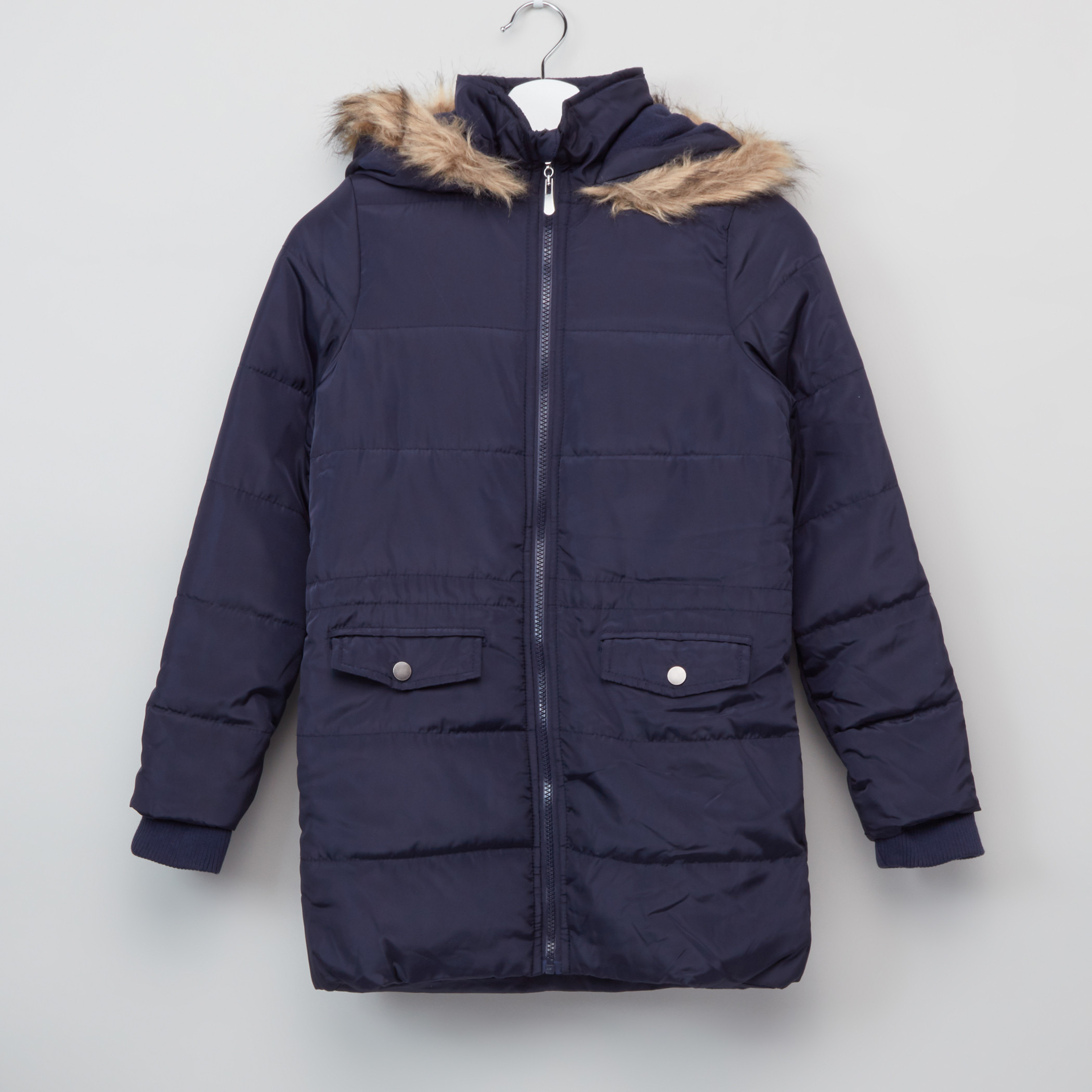 Posh Padded Long Sleeves Longline Jacket-girls-clothing-winterwear-jacketsandcoats-image-1