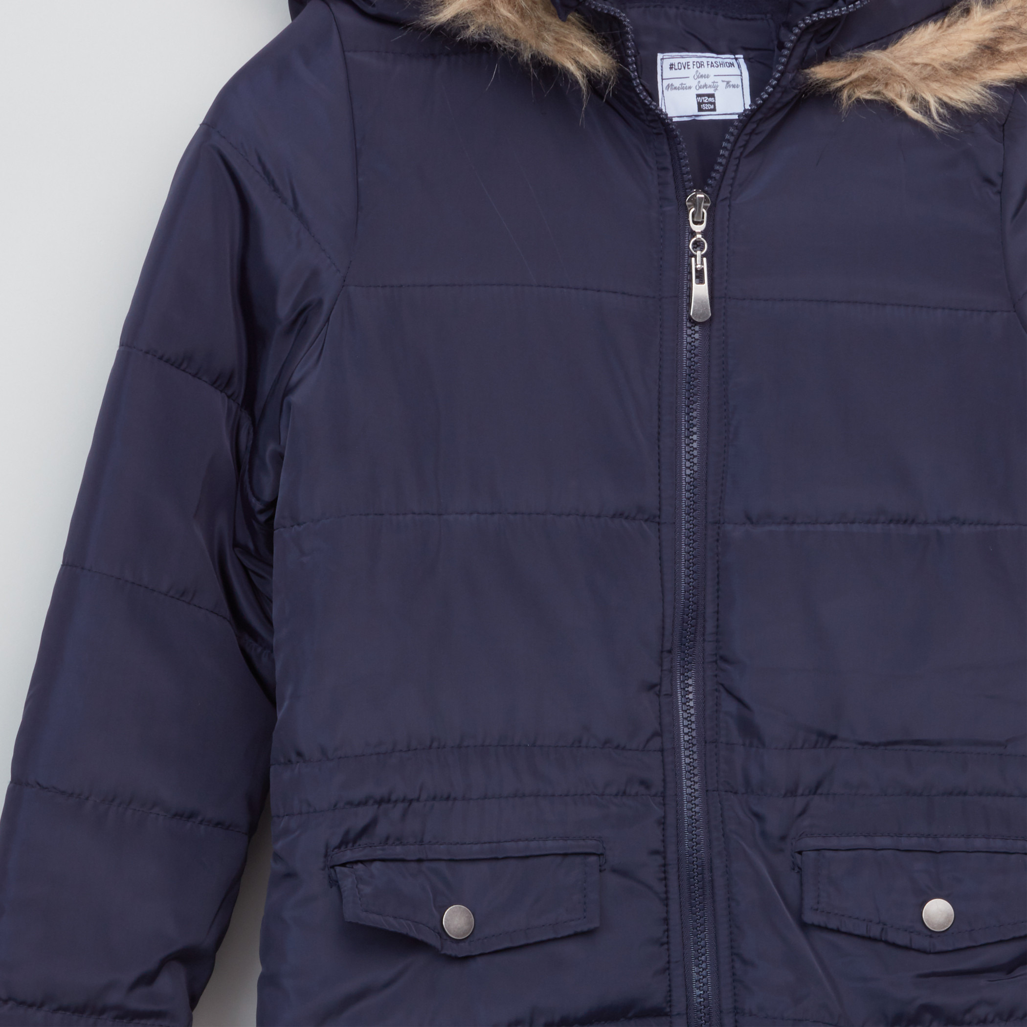Posh Padded Long Sleeves Longline Jacket-girls-clothing-winterwear-jacketsandcoats-image-2
