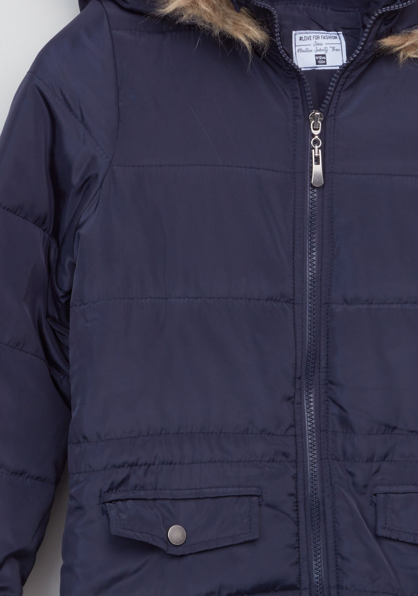 Posh Padded Long Sleeves Longline Jacket-Coats and Jackets-image-1