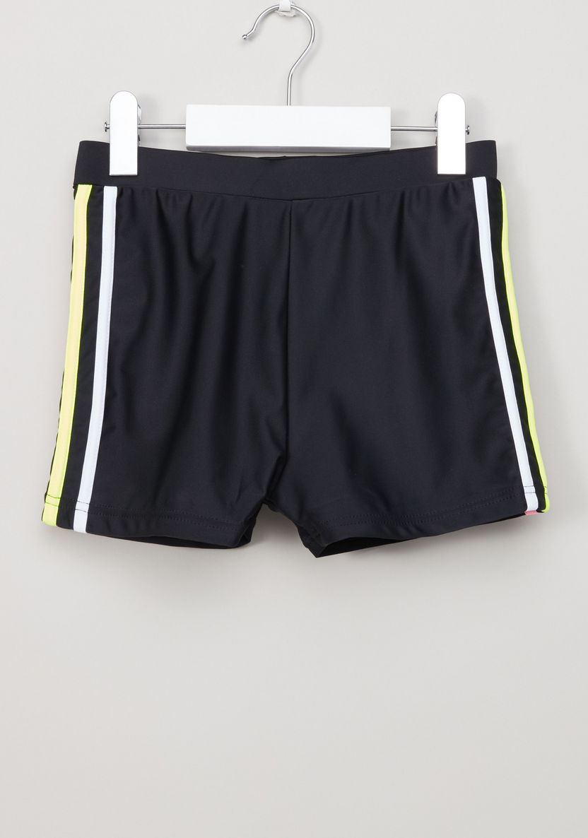 Posh Round Neck Swimming T-shirt with Tape Detail Shorts-Swimwear-image-3