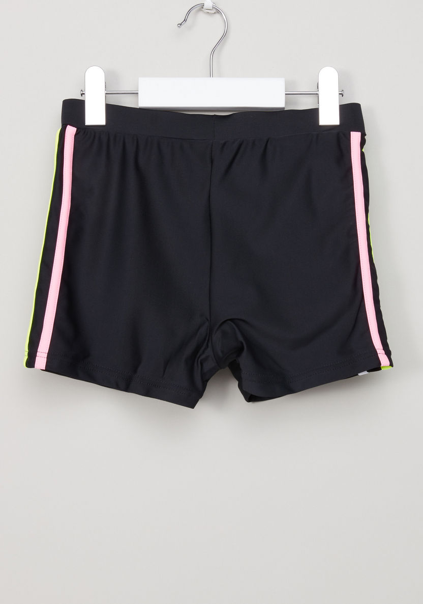 Posh Round Neck Swimming T-shirt with Tape Detail Shorts-Swimwear-image-4