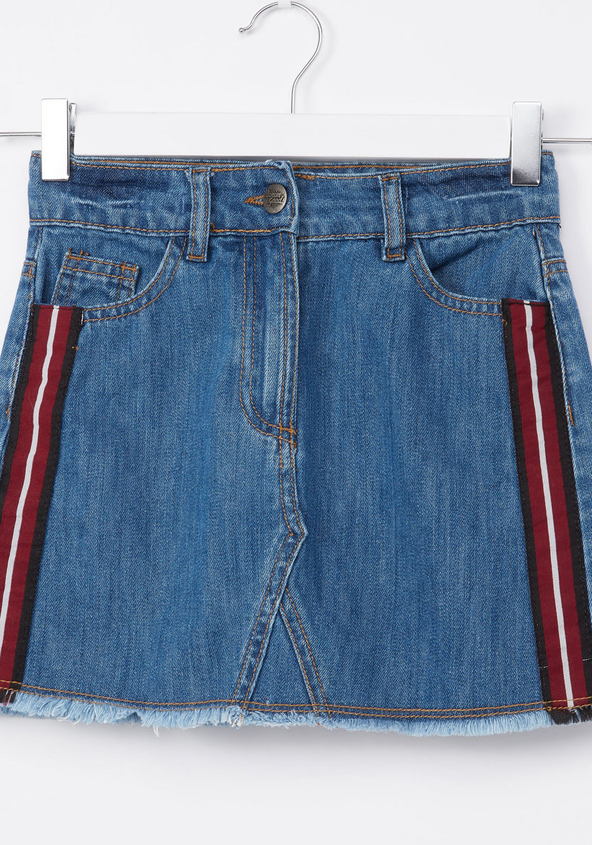 Posh Denim Skirt with Pocket and Tape Detail-Skirts-image-0