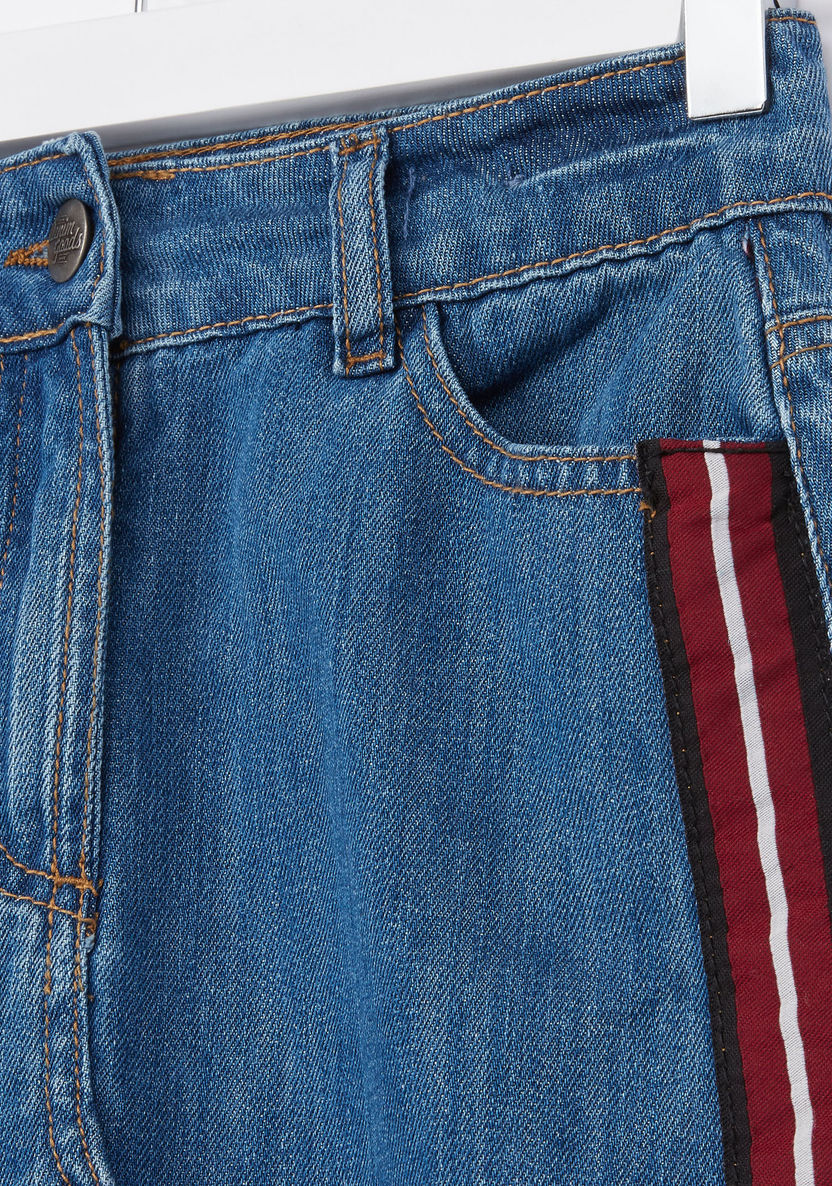 Posh Denim Skirt with Pocket and Tape Detail-Skirts-image-1