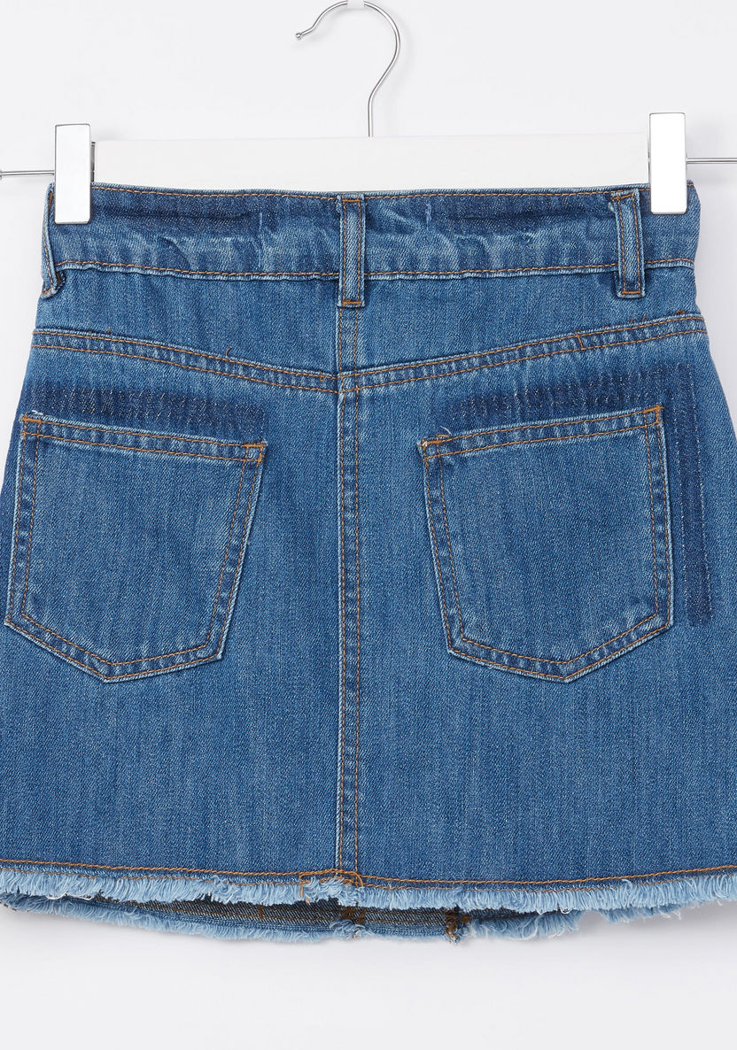 Posh Denim Skirt with Pocket and Tape Detail-Skirts-image-2
