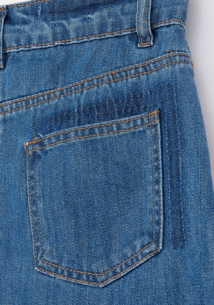 Posh Denim Skirt with Pocket and Tape Detail-Skirts-image-3