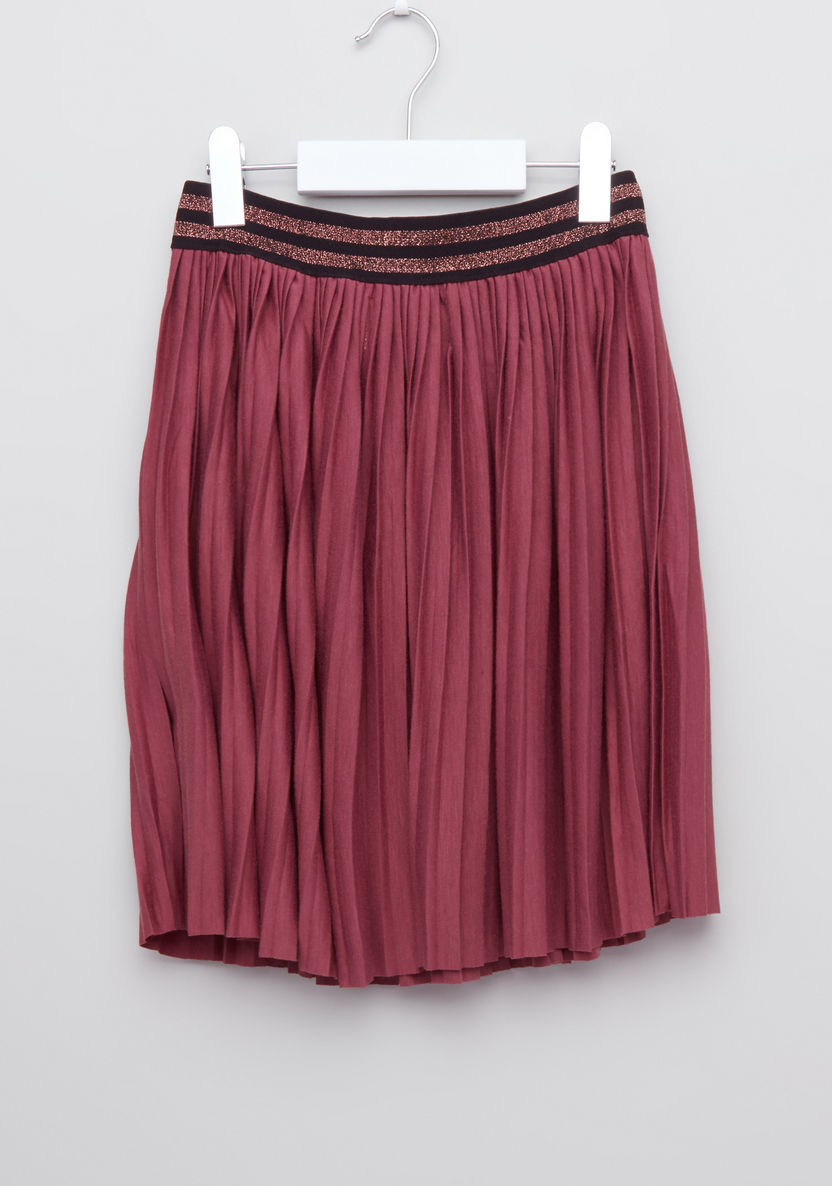 Posh Pleated Skirt with Elasticised Waistband-Skirts-image-0
