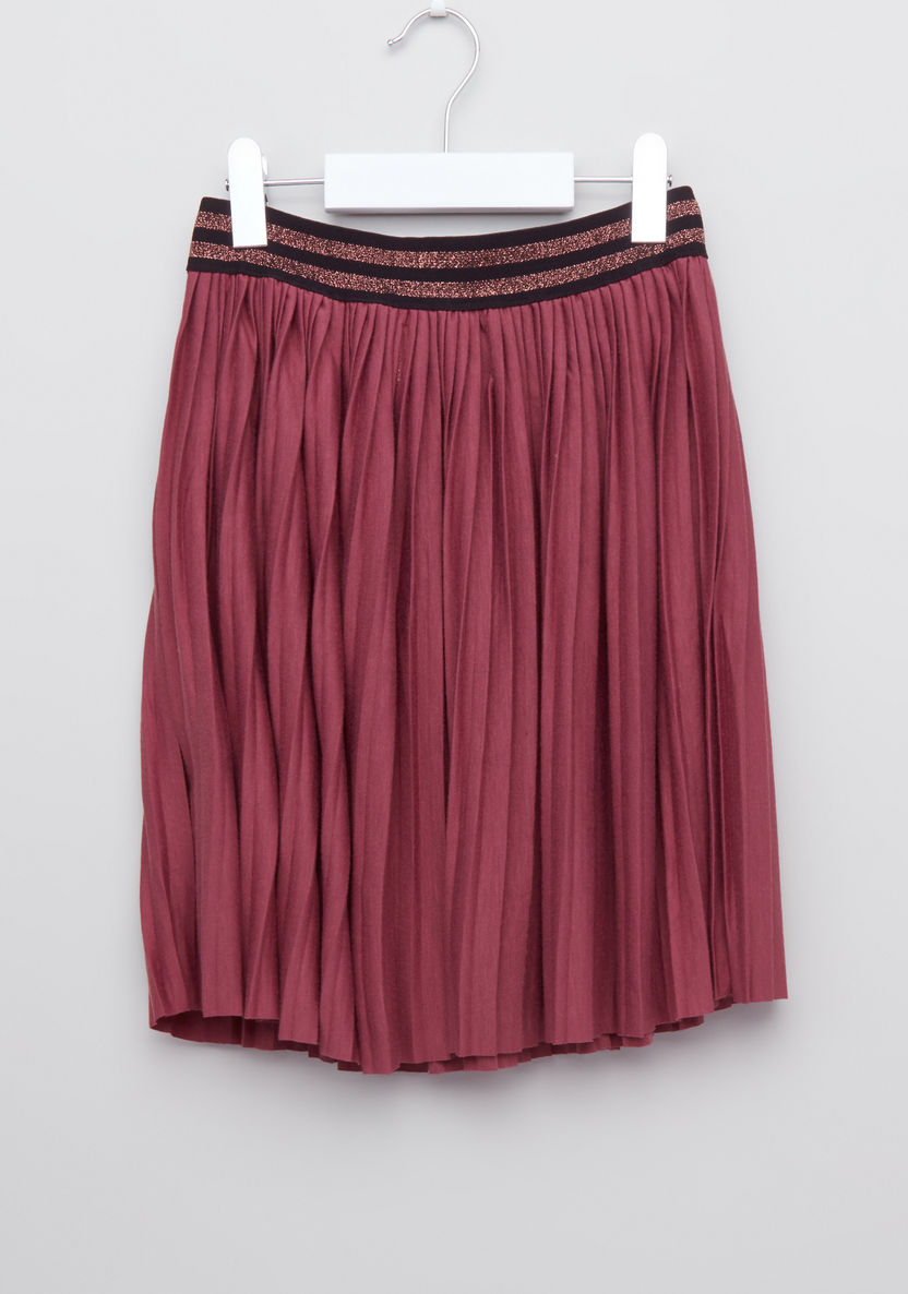 Posh Pleated Skirt with Elasticised Waistband-Skirts-image-2