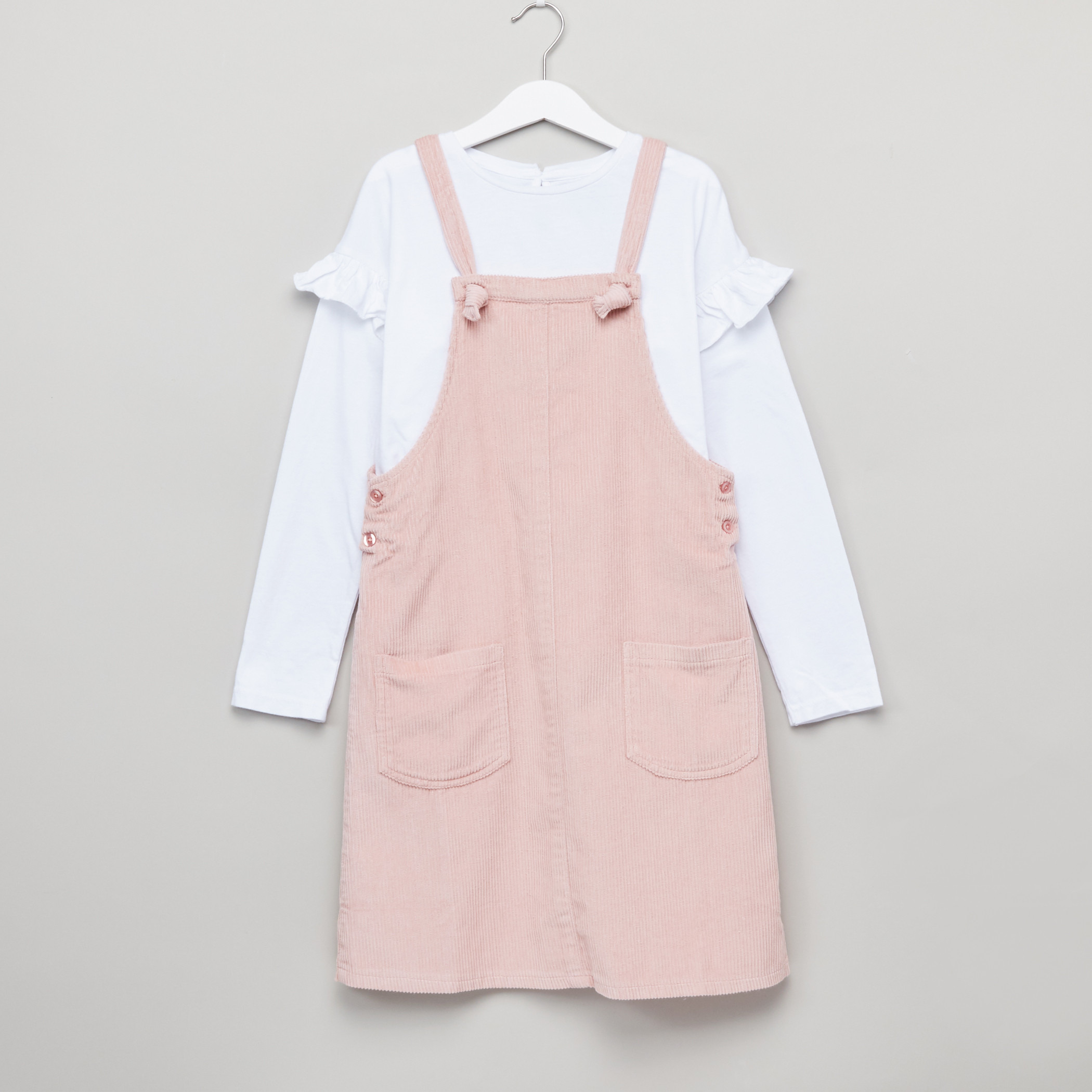 Posh Cord Pinny & T-Shirt Set-girls-clothing-setsandcoords-image-1
