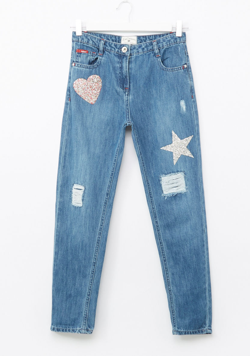 Lee Cooper Girlfriend Jeans with Glitter Patchwork-Jeans and Jeggings-image-0