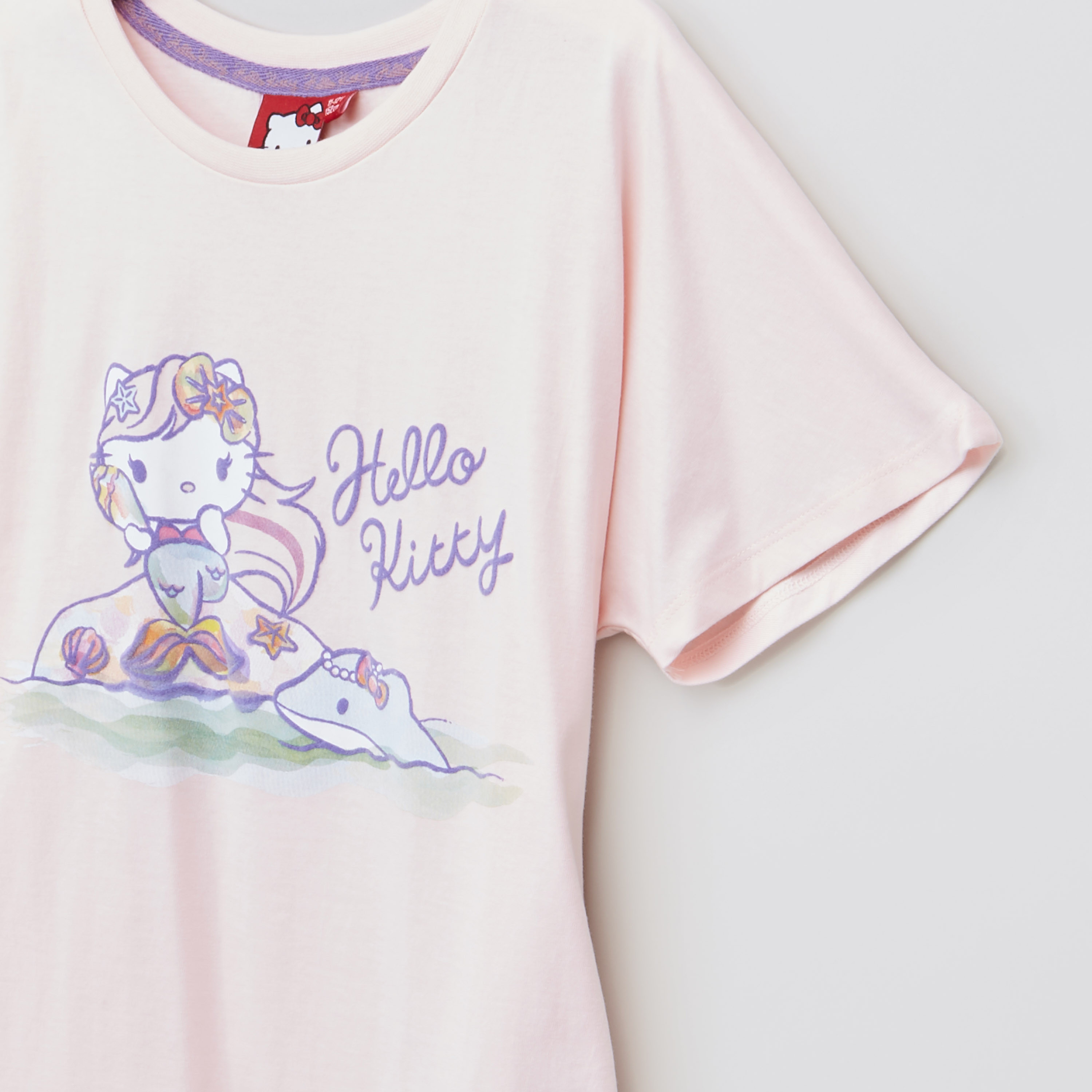تيشيرت بياقة مستديرة وطبعات هالو كيتي-girls-clothing-schoolwear-tshirts-image-2