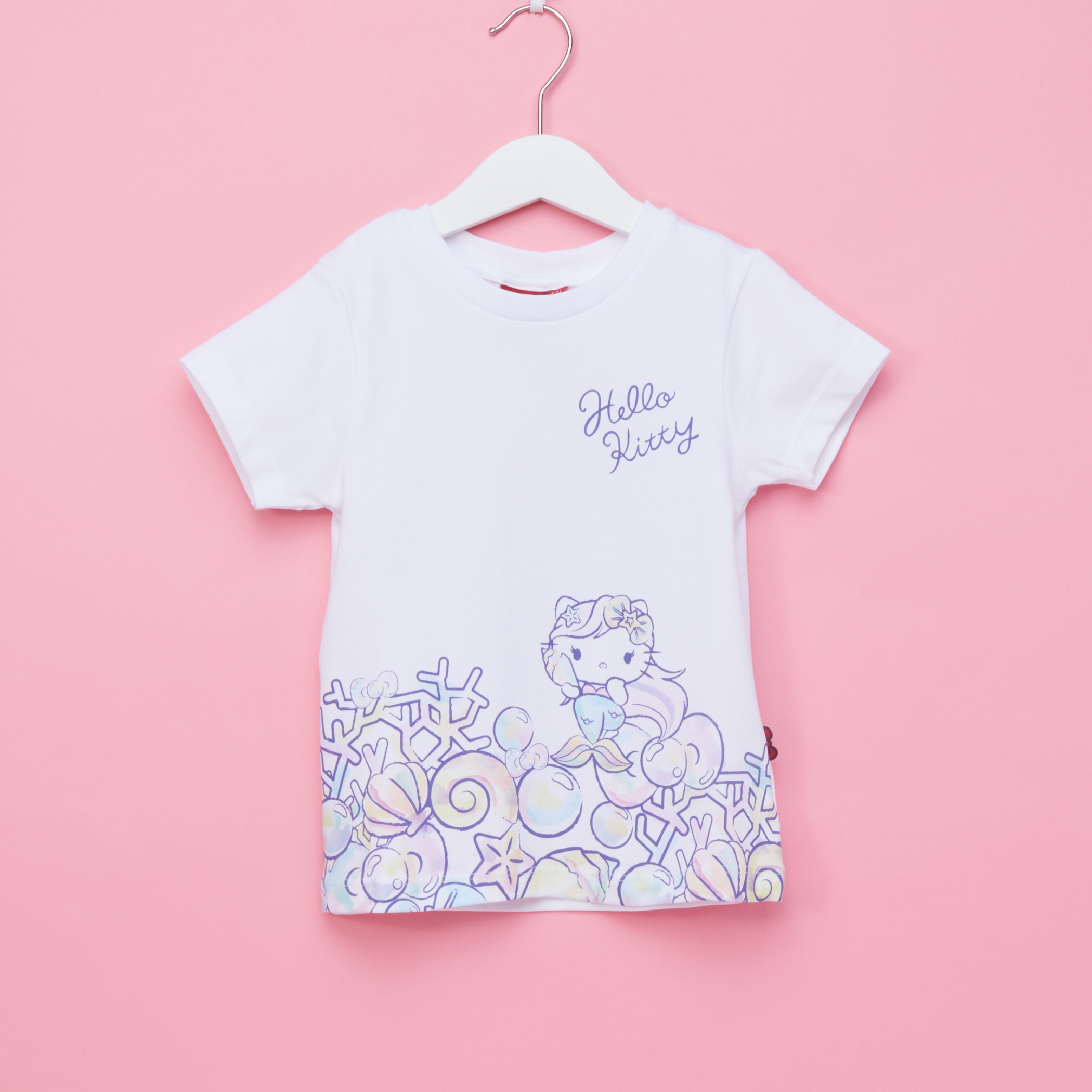 Hello Kitty Printed Round Neck T-Shirt-girls-clothing-schoolwear-tshirts-image-1